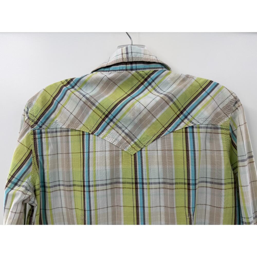 True Religion Women's Plaid Collared Cotton Snap Button Shirt Size Large - Picture 10 of 10